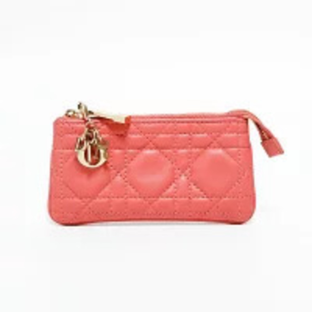 Christian Dior Cannage coin case Wallet Pink